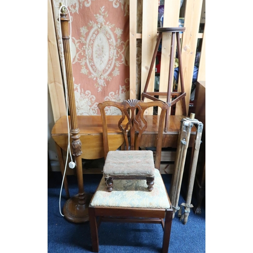 73 - A mixed lot to include 19th century dining chair, drop end occasional table, single drawer occasiona... 