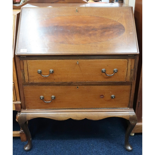 78 - A lot comprising a 20th century mahogany fall front writing bureau, 102cm high x 82cm wide x 51cm de... 