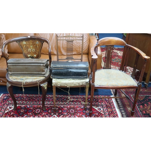 85 - A Victorian mahogany framed armchair, another parlour armchair (treated for worm) parlour chair and ... 