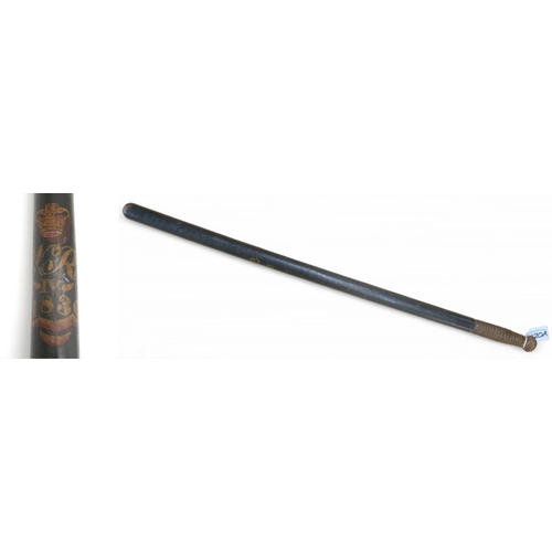 420A - A William IV long truncheon or baton, likely for use by a mounted officer, polychrome-painted with&n... 