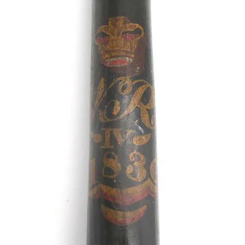 420A - A William IV long truncheon or baton, likely for use by a mounted officer, polychrome-painted with&n... 