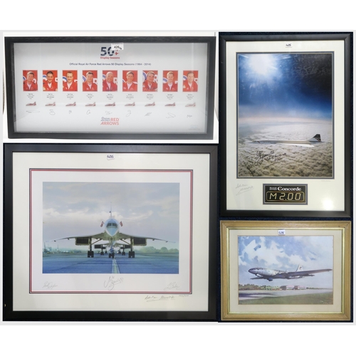 426 - A framed display commemorating the Royal Air Force Red Arrows' 50 Display Seasons, 1964-2014, signed... 