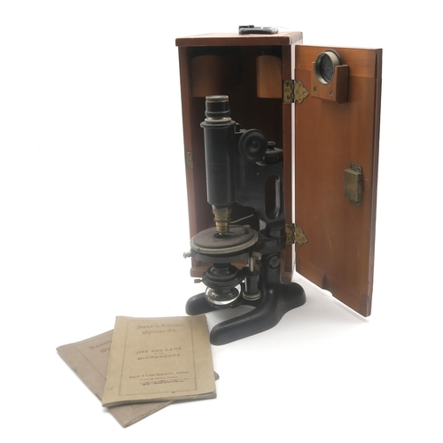 438 - A cased microscope by Bausch & Lomb of Rochester, New York