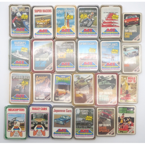 446 - A large collection of retro Top Trumps and Ace Trump Game sets, including Safari Specials, Tanks, St... 