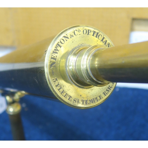 448 - A large lacquered brass telescope by Newton & Co., Opticians, 3 Fleet Street, Temple Bar, London... 