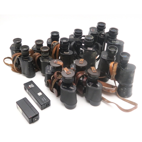 460 - Assorted binoculars, to include Krombach Wetzlar, Carl Zeiss Jena, Kern Arau examples; and a militar... 