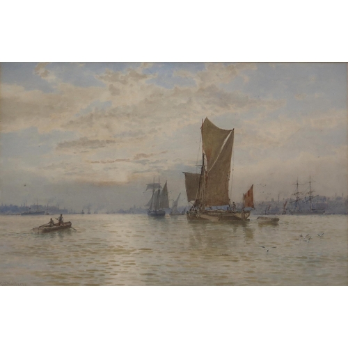 901 - GEORGE STANFIELD WALTERS RBA RSW (BRITISH 1838-1924)  SUNSET ON THE THAMES Watercolou... 