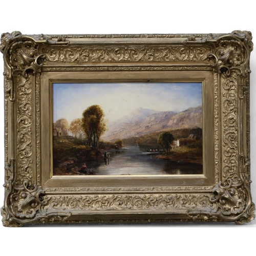 910 - ATTRIBUTED TO EDWARD THORNTON CRAWFORD (SCOTLAND 1806-1885) LIFE BY THE RIVER Oil on panel... 