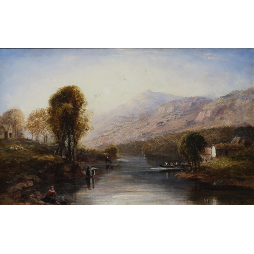 910 - ATTRIBUTED TO EDWARD THORNTON CRAWFORD (SCOTLAND 1806-1885) LIFE BY THE RIVER Oil on panel... 