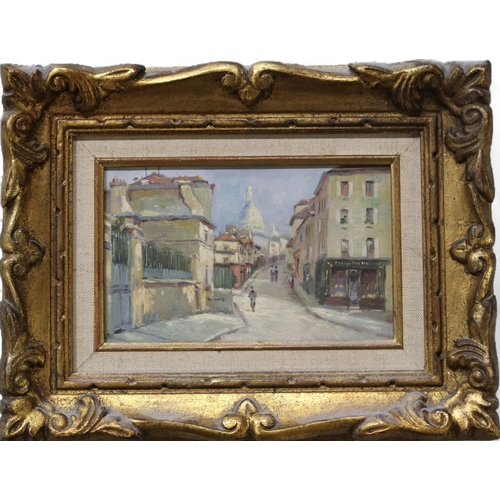 912 - ATTRIBUTED TO JULES LAMBEAUX (BELGIAN 1858-1890) MONTMARTRE Oil on panel, 11.5 x 20cm ... 