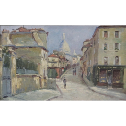 912 - ATTRIBUTED TO JULES LAMBEAUX (BELGIAN 1858-1890) MONTMARTRE Oil on panel, 11.5 x 20cm ... 