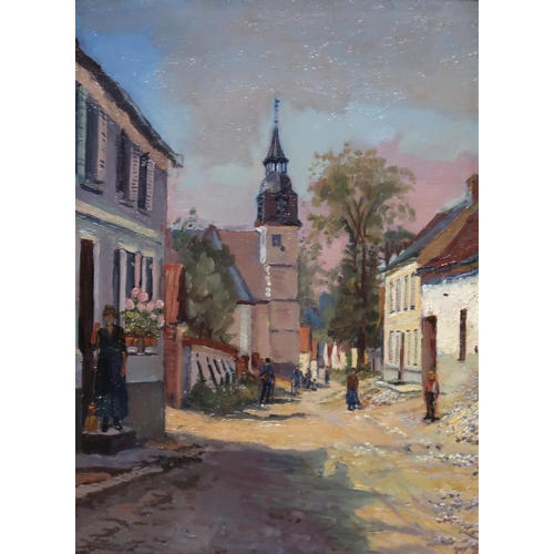 920 - 20th CENTURY SCHOOL VIEW OF THE TOWN CHURCH Oil on board, signed lower left 'Paul', 33 x 24cm... 