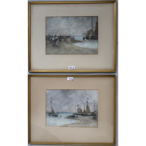 922 - JAMES LITTLE (BRITISH act.1875-1910) HARBOUR SCENE  Watercolour, signed lower right, 24 x 33.5cm  To... 