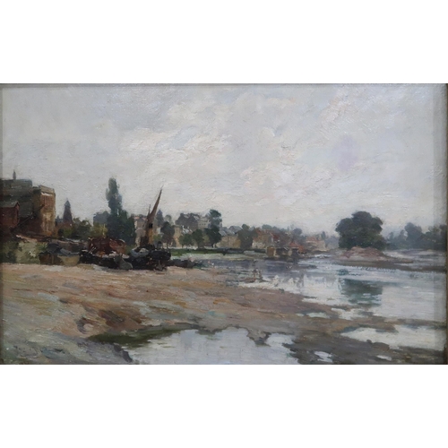 924A - JOSEPH MILNE (SCOTTISH 1857-1911) THE THAMES AT ISLEWORTH Oil on canvas, signed lower left, 30 x 45c... 