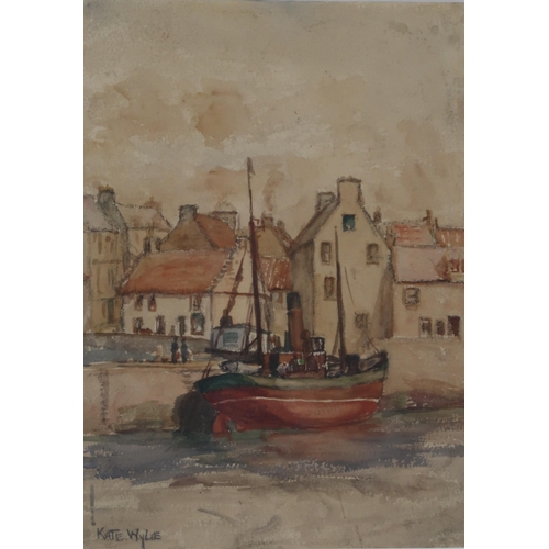 926B - KATE WYLIE (SCOTTISH 1877-1941) COSTAL HARBOUR Watercolour, signed lower left, 36 x 24cm&n... 