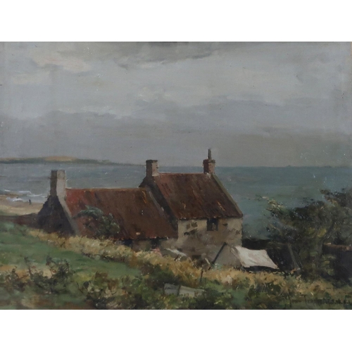 927A - JOHN TERRIS RSW RI (SCOTTISH 1865-1914) BEACH COTTAGE Oil on board, signed lower right, 27... 