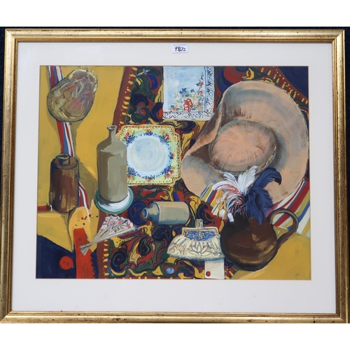 996 - LIZ KNOX (CONTEMPORARY SCHOOL) ACCESSORIES  Gouache, signed lower centre, dated 1991, 55 x 70cm Toge... 