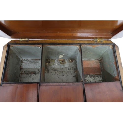 2016A - A 19TH CENTURY BURR WALNUT VENEERED TEAPOYHinged lid concealing fitted interior on turned column sup... 