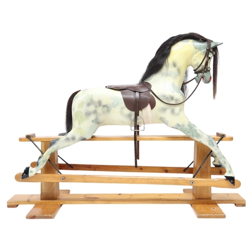 2033A - A 20TH CENTURY HADDON ROCKERS, OXFORDSHIRE ROCKING HORSEDapple paint horse with horsehair mane and t... 