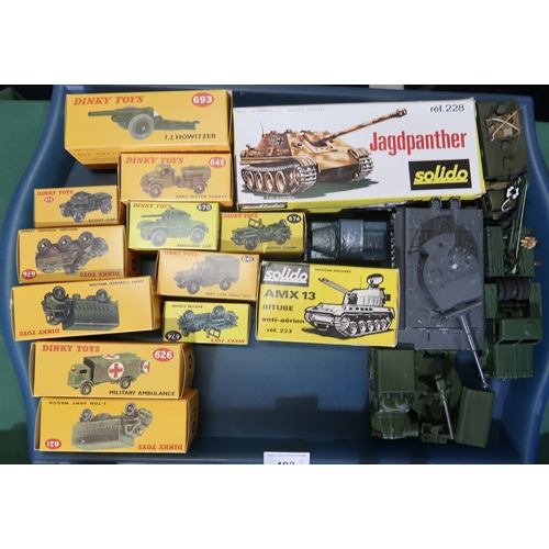 483A - A collection of loose model military vehicles, of mixed age and scale, to include many Dinky example... 