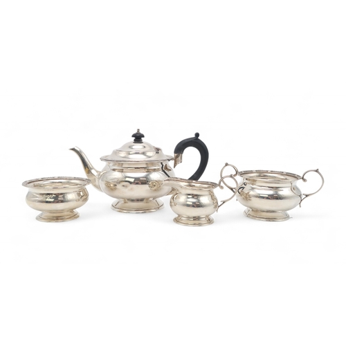 2508 - A GEORGE V FOUR PIECE SILVER TEA SERVICEby Charles Boyton, London 1928, of squat spherical form, wit... 