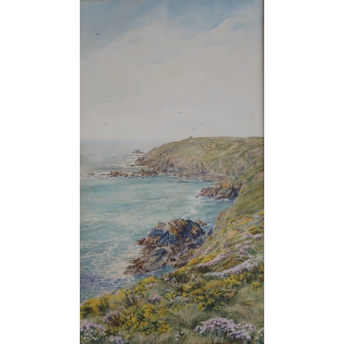 903 - HENRY G GANDY (BRITISH 1879-1950) A RUGGED COASTLINE, POSSIBLY CHANNEL ISLANDS Watercolour... 