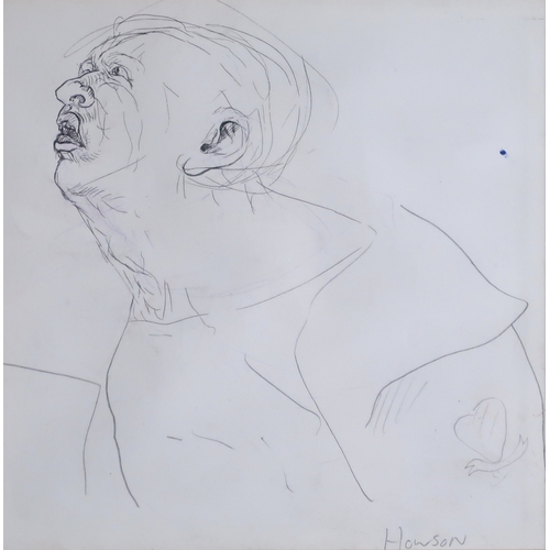 947 - PETER HOWSON OBE (B.1958) FIGURE STUDY Ink and pencil, signed lower right, 20 x 20cm... 