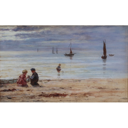 963 - JOSEPH HENDERSON RSW (SCOTTISH 1832-1908) CHILDREN PLAYING ON THE BEACH Watercolour, signe... 