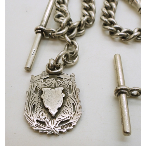 9001 - Four silver fob chains, lengths 24cm, 34cm, 35cm, and 41cm, all four hallmarked to every link, the '... 