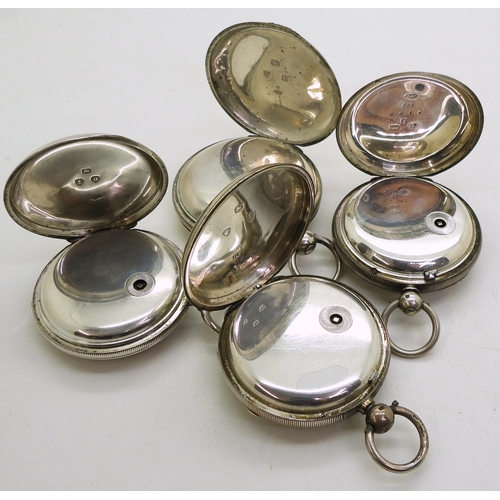 9012 - Four silver pocket watches, a full hunter branded John Elkan of Liverpool St. London, hallmarke... 