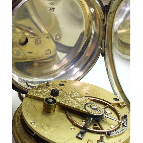 9012 - Four silver pocket watches, a full hunter branded John Elkan of Liverpool St. London, hallmarke... 