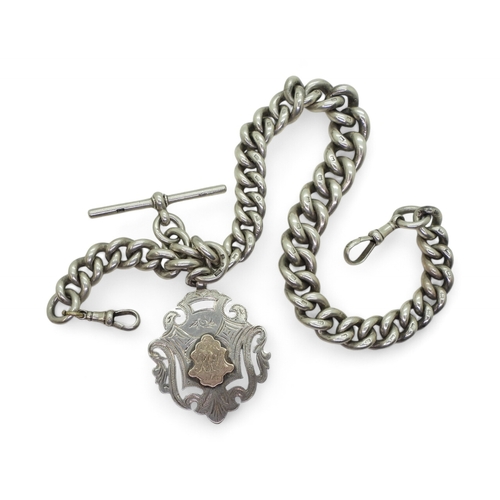 9017 - A very chunky silver fob chain, largest link to the tapered chain is 1.5cm, length 42cm, hallmarked ... 