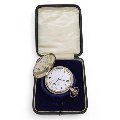 9021 - A silver cased Rolex pocket watch, hallmarked Birmingham 1925, movement signed Rolex 15 jewels, diam... 