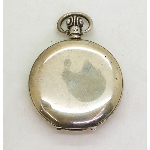 9021 - A silver cased Rolex pocket watch, hallmarked Birmingham 1925, movement signed Rolex 15 jewels, diam... 