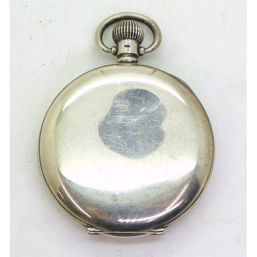 9021 - A silver cased Rolex pocket watch, hallmarked Birmingham 1925, movement signed Rolex 15 jewels, diam... 