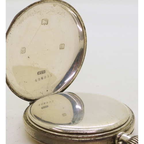 9021 - A silver cased Rolex pocket watch, hallmarked Birmingham 1925, movement signed Rolex 15 jewels, diam... 