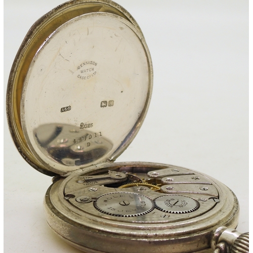 9021 - A silver cased Rolex pocket watch, hallmarked Birmingham 1925, movement signed Rolex 15 jewels, diam... 