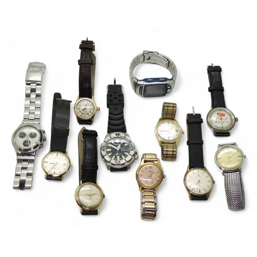 9036 - A collection of vintage watches to include A gents hamilton automatic, Roamer Stingray, Military wat... 