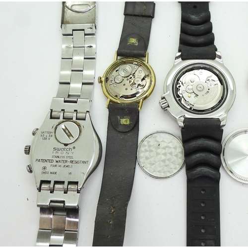 9036 - A collection of vintage watches to include A gents hamilton automatic, Roamer Stingray, Military wat... 