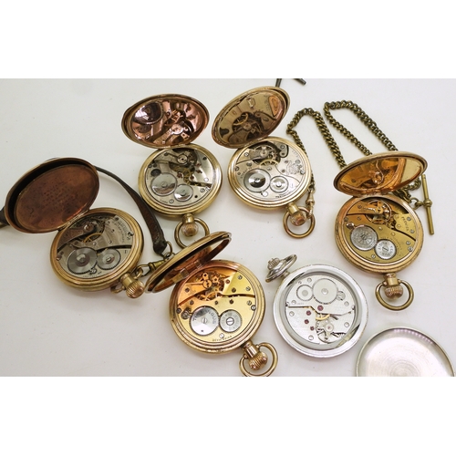 9039 - A modern silver Rotary pocket watch, plain case no inscription or monogram. Five gold plated pocket ... 