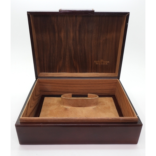 9040 - A brown leather Rolex watch box, with gold coloured buckle, wood clad interior , stamped Creation Ge... 