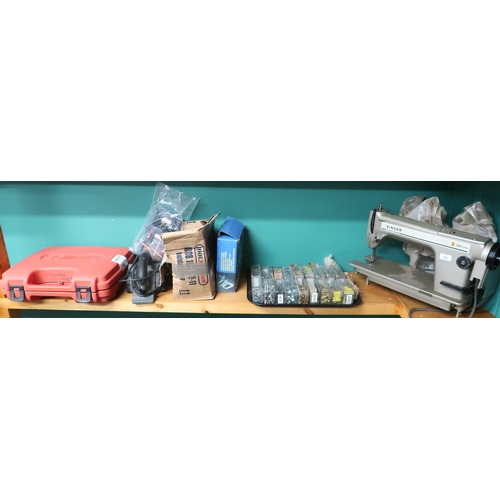 103 - A lot comprising a Singer 191 D200AA sewing machine, Tacwise 400EL Pro 230V master nailer, 650W powe... 