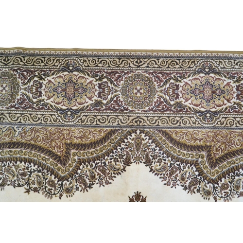 114 - A large ivory ground Bijar style rug with mustard floral/foliate central medallion and spandrels wit... 