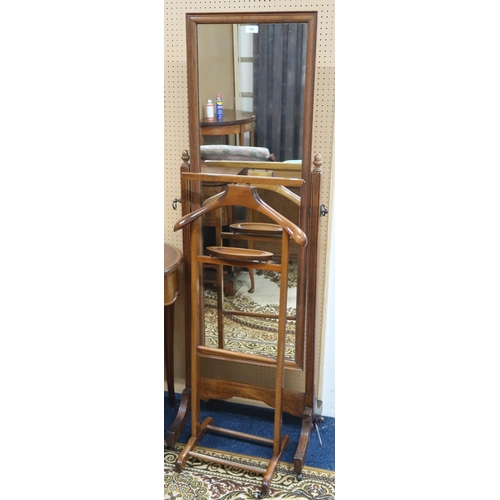 135 - A lot comprising a 20th century oak framed cheval dressing mirror, 160cm high x 57cm wide x 40cm dee... 