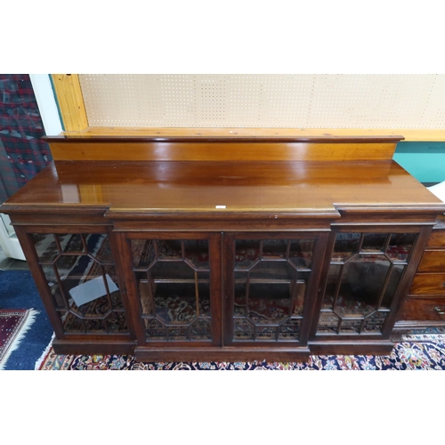 31 - A 20th century mahogany astragal glazed breakfront cabinet with pair of central glazed doors flanked... 