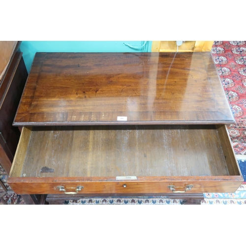 64 - A 19th century mahogany crossbanded chest of drawers with four graduating drawer with brass drawer p... 