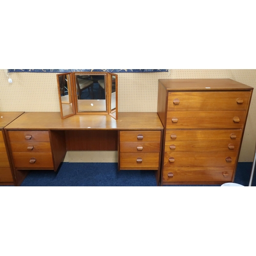 70 - A lot comprising a mid 20th century Stag teak chest of six drawers, 107cm high x 77cm wide x 44cm de... 