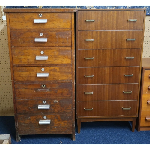 78 - A lot comprising a 20th century six drawer chest on square tapering supports, 122cm high x 61cm wide... 