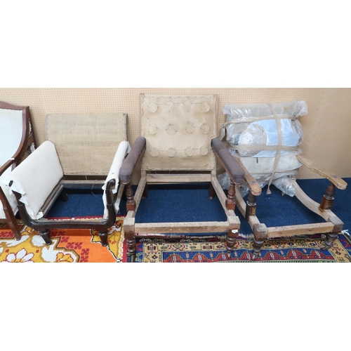 80 - A lot of three assorted 19th century armchairs in various states of upholstery (3)