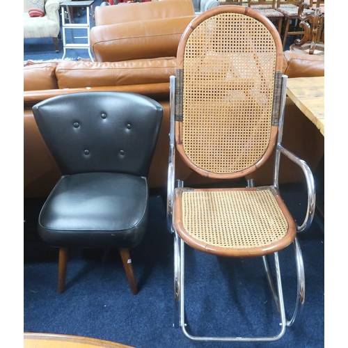 89 - A lot comprising a mid 20th century Bauhaus style bergere and chrome rocking chair, 112cm high x 52c... 